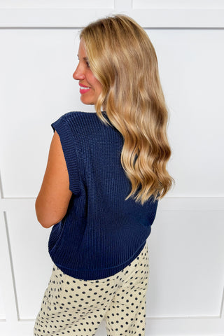 Sparkle & Stripes Navy Knit Top