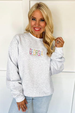 Multi Color Embroidered Georgia Sweatshirt