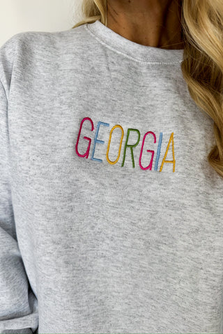 Multi Color Embroidered Georgia Sweatshirt