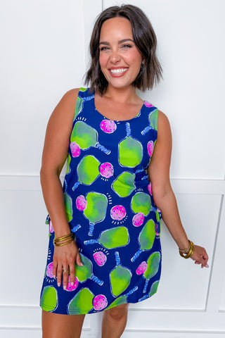 pickleball dress with shorts GLOWMODE Soft Swing Built-In Shorts Side Pockets Contrasting Trim Crewneck Ultra-Low Rise Pleated Racerback Tennis Dress Golf Pickleball Daily Casual