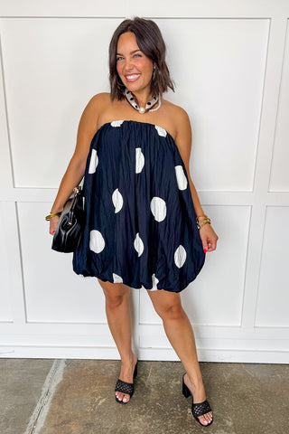 Black & White Polka Dot Bubble Mini Dress