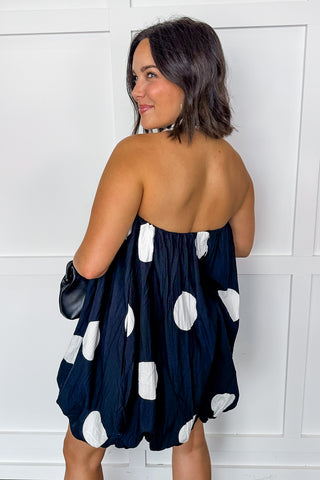 Black & White Polka Dot Bubble Mini Dress