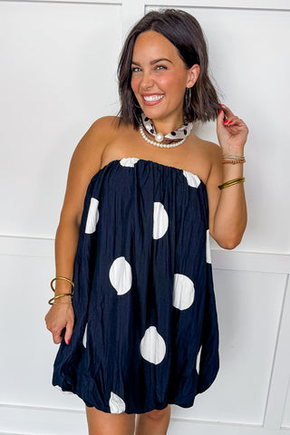 Black & White Polka Dot Bubble Mini Dress
