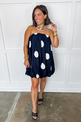 Black & White Polka Dot Bubble Mini Dress