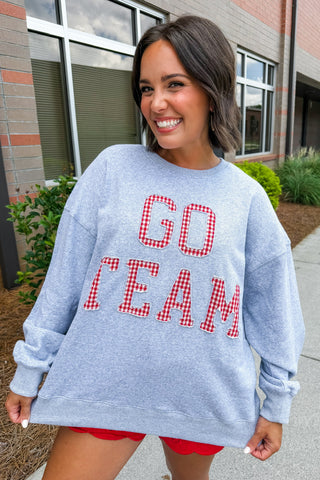 Go Team Gingham Patchwork Sweatshirt