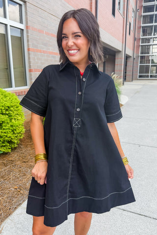 City Chic Shirt Dress in Black