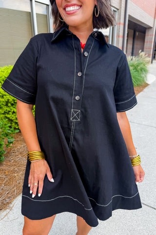 City Chic Shirt Dress in Black