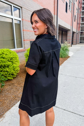City Chic Shirt Dress in Black