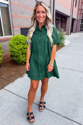 City Chic Shirt Dress in Green