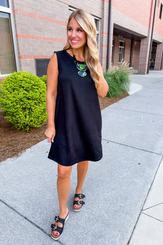 Keep It Simple Ruffle Trim Dress in Black