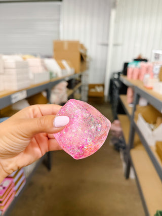 Squishy Pink Beach Themed Stress Cube
