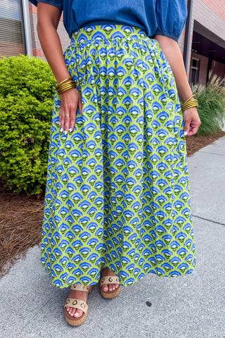 The Willow Bloom Skirt in Green