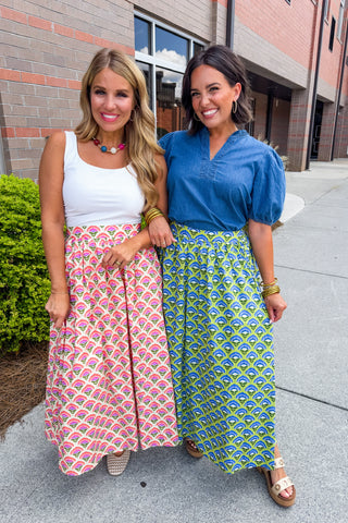 The Willow Bloom Skirt in Green
