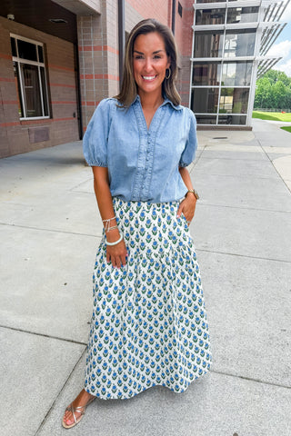 Timeless Denim Button Front Top