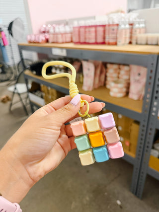 Color Block Click Fidget Keychain in Pastel Bears