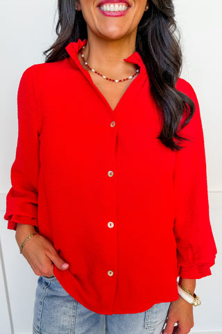 On The Bright Side Top in Red