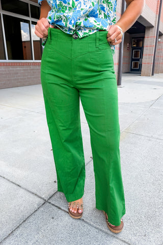 The Madelyn Wide Leg Pants in Green