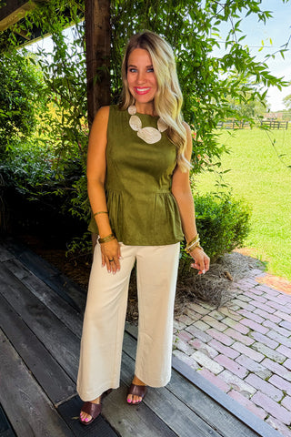 Softly Spoken Drop Waist Top in Olive