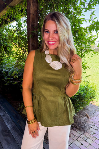 Softly Spoken Drop Waist Top in Olive