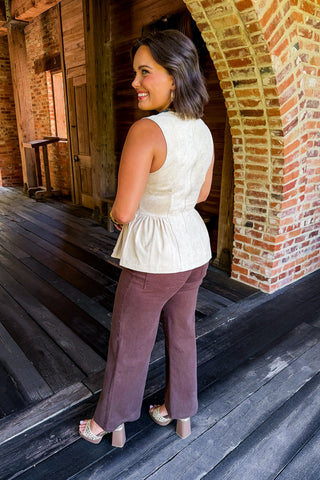 Softly Spoken Drop Waist Top in Beige