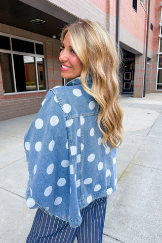 Connect The Dots Short Sleeve Denim Cape Top