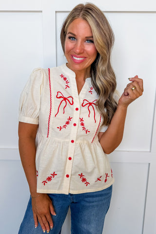 Sweet Freedom Bow Peplum Top