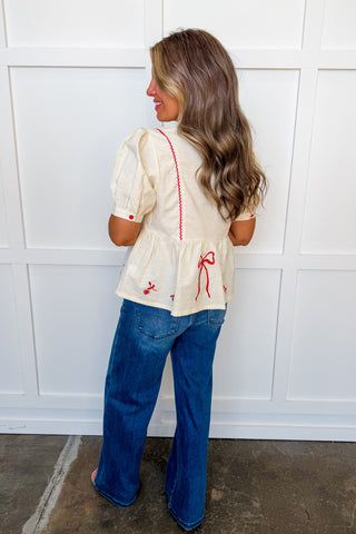 Sweet Freedom Bow Peplum Top