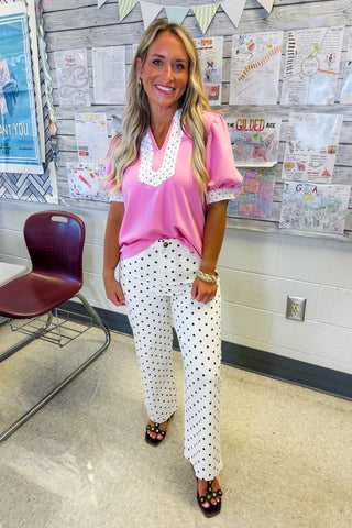Chic In Dots Top in Pink