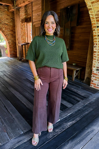 The Everyday Short Sleeve Knit Top in Olive