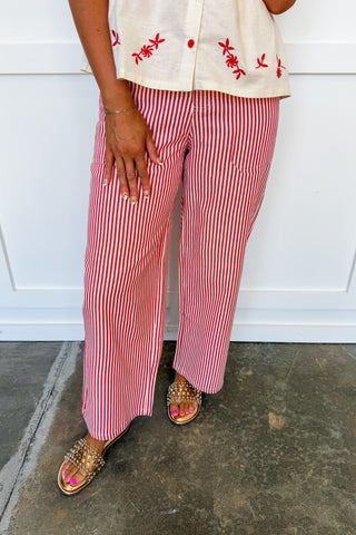 Liberty Stripe Red Straight Leg Pants