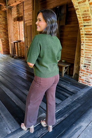The Everyday Short Sleeve Knit Top in Olive