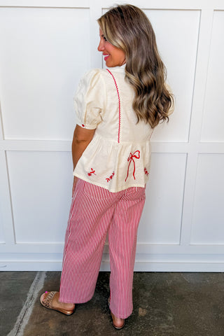 Sweet Freedom Bow Peplum Top