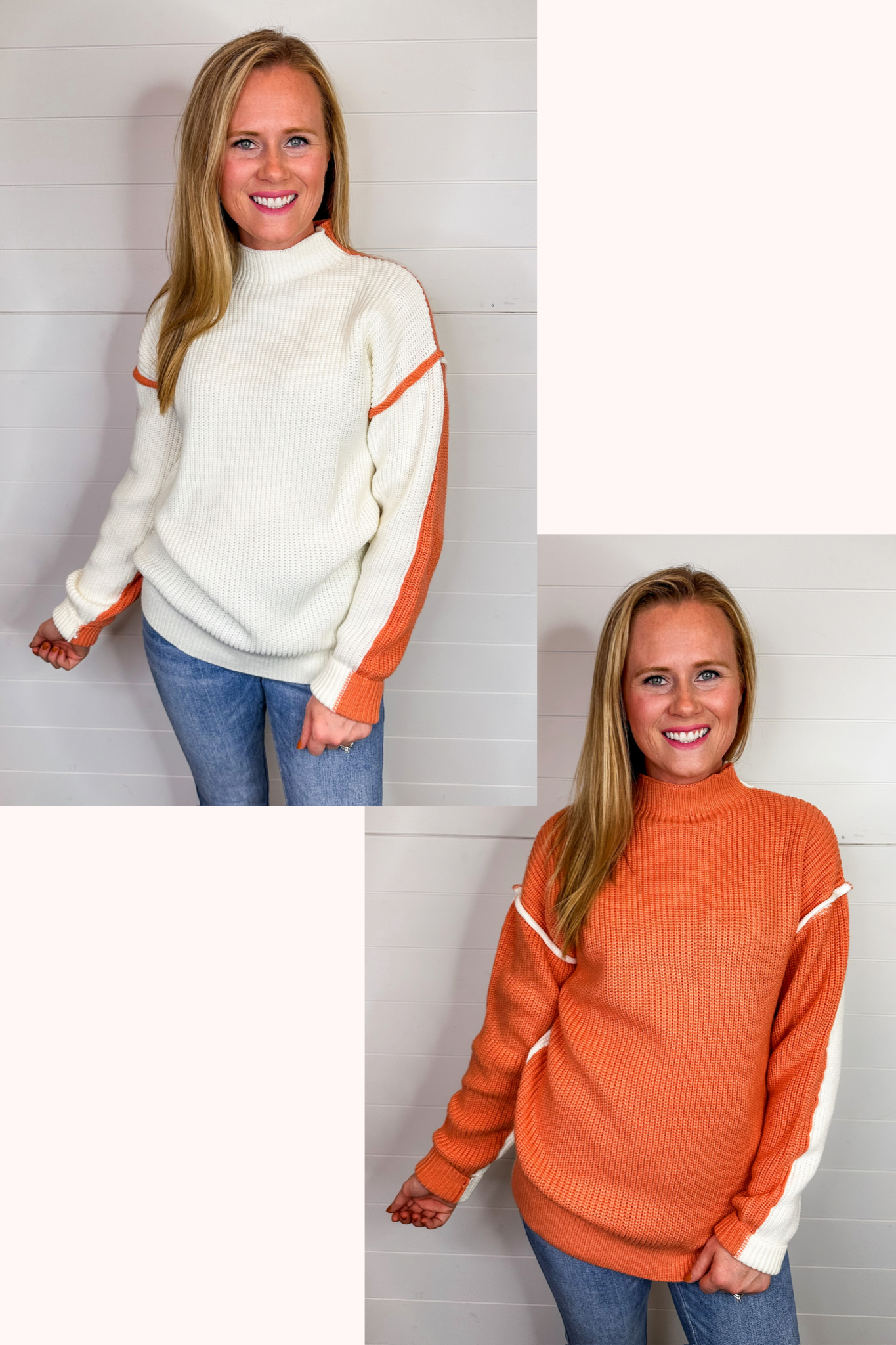 Reversible Two Tone Knit Sweater