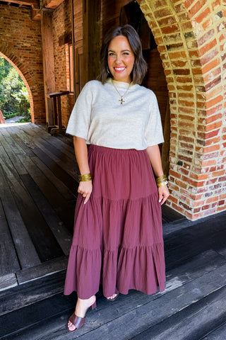 The Everyday Short Sleeve Knit Top in Oatmeal