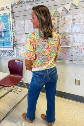 Garden Mosaic Embroidered Top in Multi