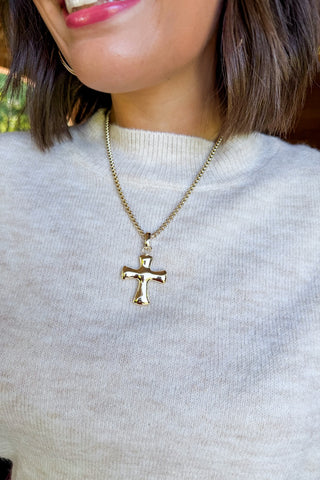 Walk By Faith Gold Cross Necklace