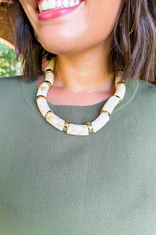 No Doubt About It Chunky Necklace in White by Treasure Jewels