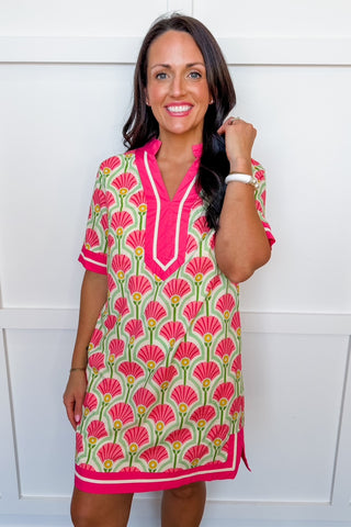 The Riviera Bloom Mini Dress in Pink