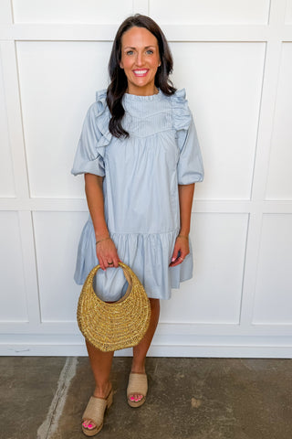 Simple & Southern Ruffle Dress in Blue