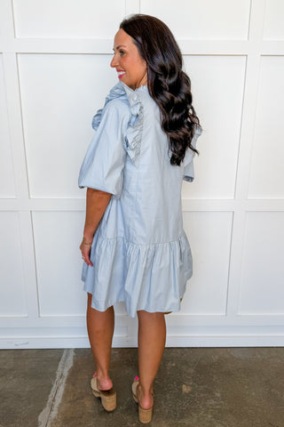 Simple & Southern Ruffle Dress in Blue