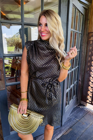 A Little Luxe Metallic Dress in Black