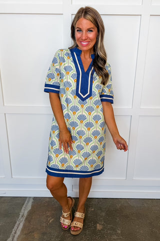 The Riviera Bloom Mini Dress in Navy