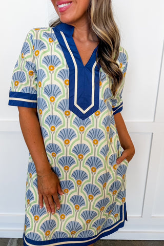 The Riviera Bloom Mini Dress in Navy
