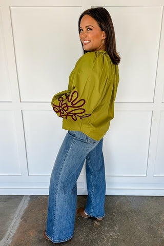 Chartreuse Long Sleeved Blouse
