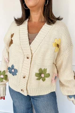 Cozy Bloom Cream Cardigan