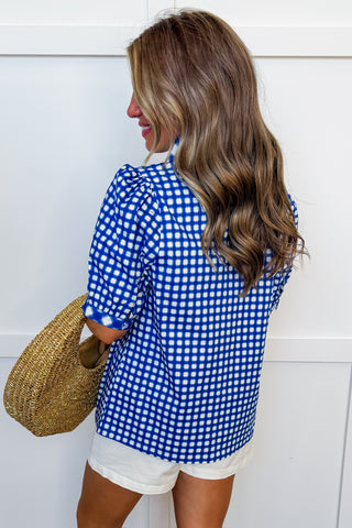The Tricia Top in Navy Gingham by Mary Square