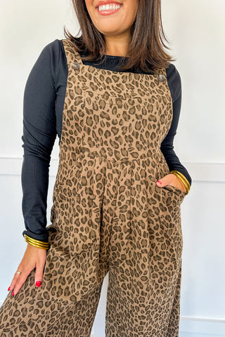 Leopard Print Square Neck Jumpsuit