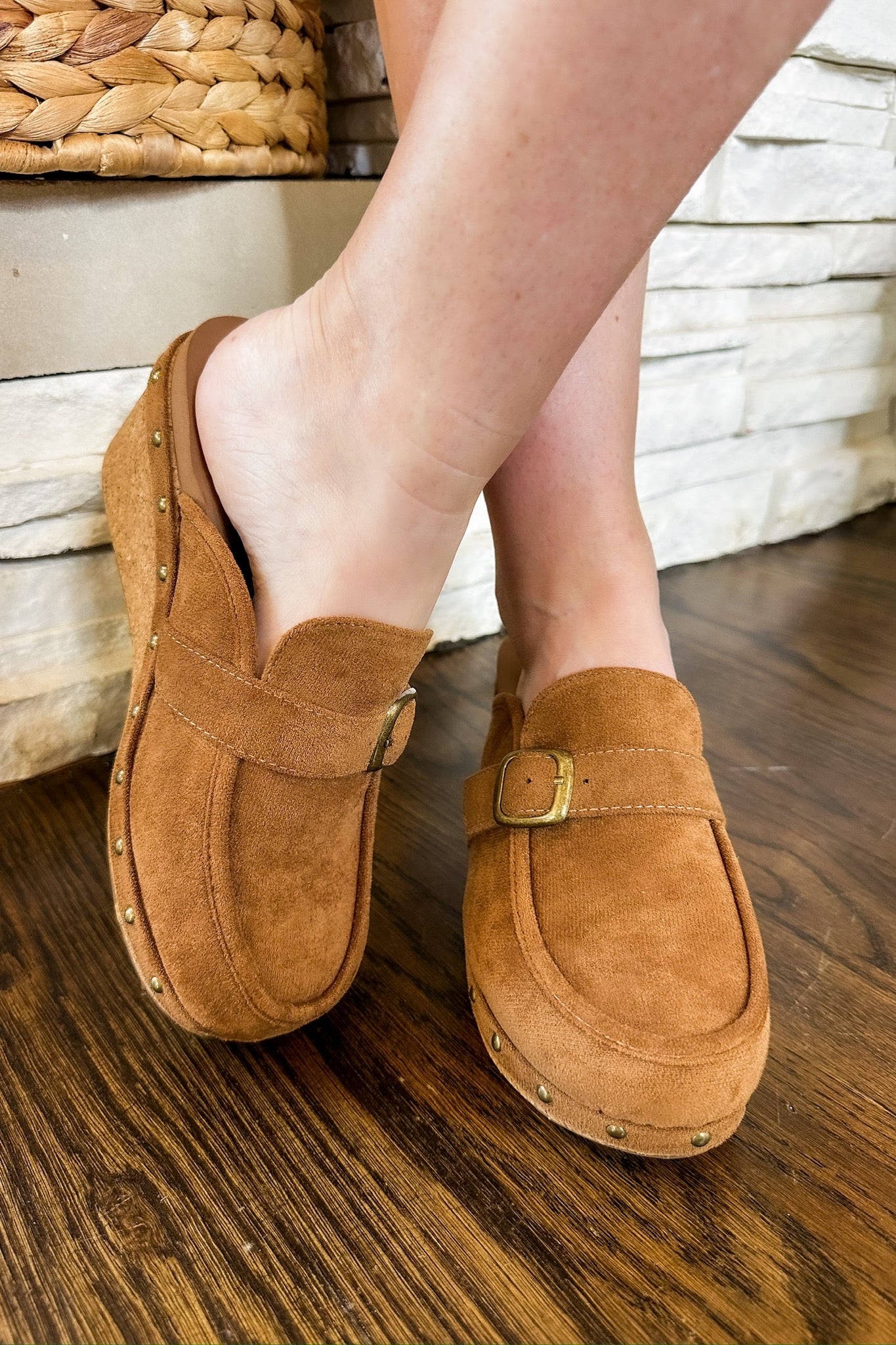 Just Precious Suede Buckle Moccasin Corkys Wedge