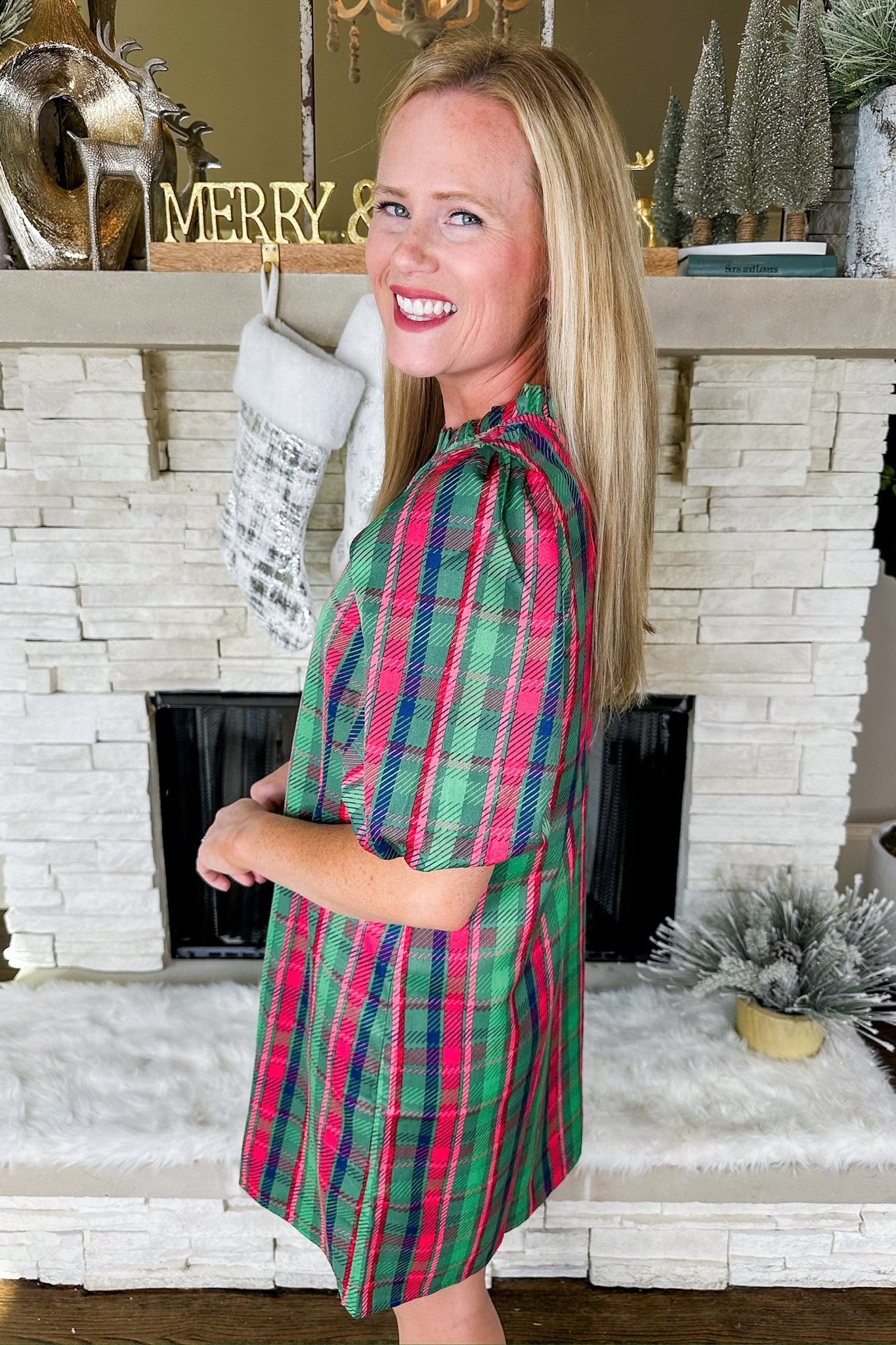 The Libby Plaid About You Green Dress by Michelle McDowell