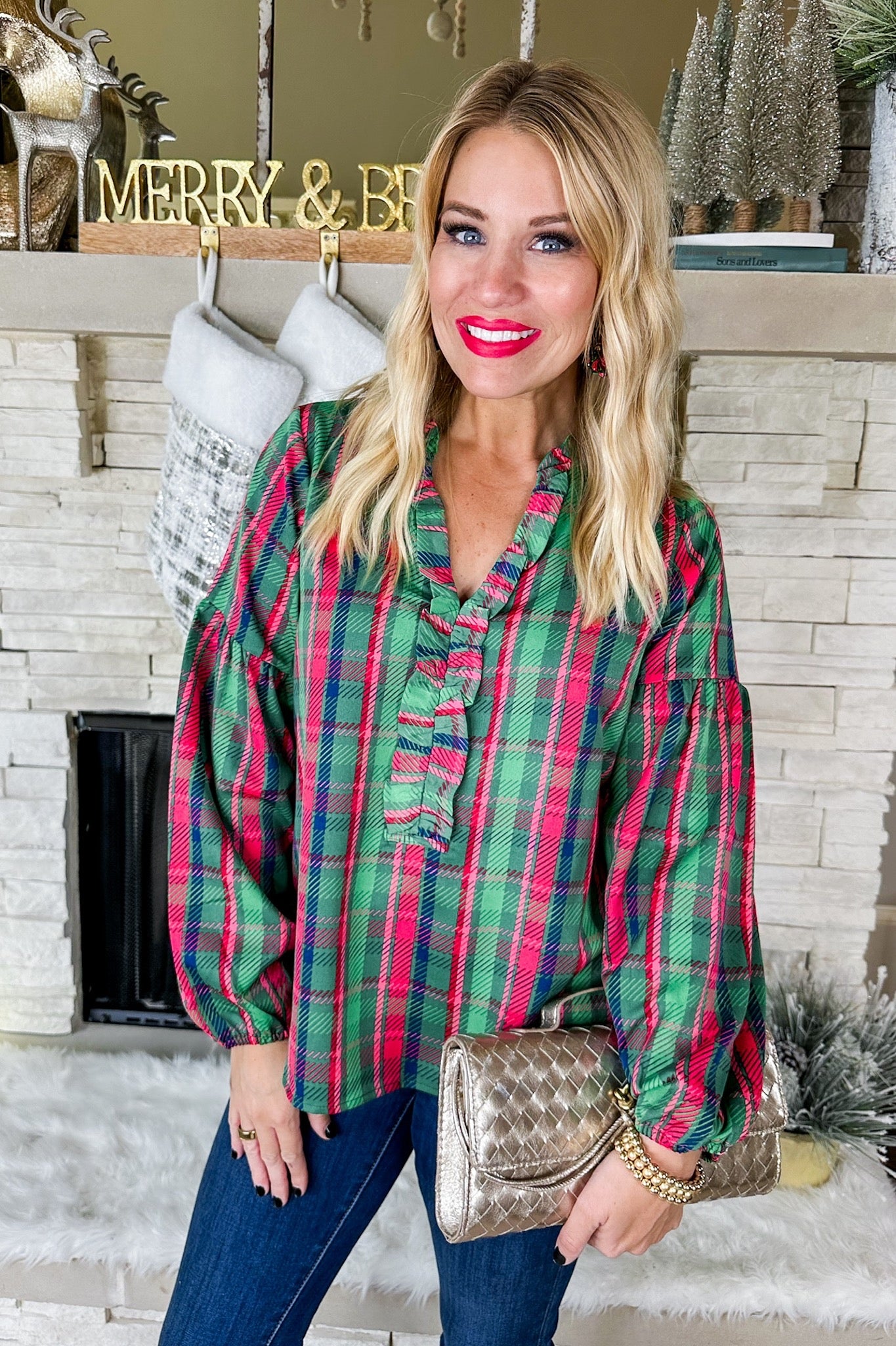 The Lexi Plaid About You Green Top by Michelle McDowell